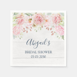 Rustic Pink Floral Spring Bridal Shower Napkin Serviette