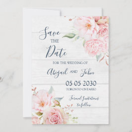 Rustic Pink Floral Spring Save the Date Card