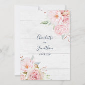 Rustic Pink Floral Spring Wedding Invitations Einladung (Rückseite)