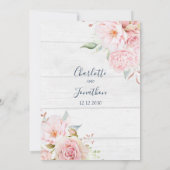 Rustic Pink Floral Spring Wedding Invitations Einladung (Rückseite)