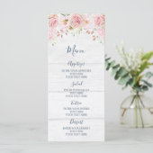 Rustic Pink Floral Spring Wedding Menu Menükarte (Stehend Vorderseite)