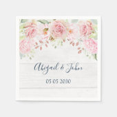 Rustic Pink Floral Spring Wedding Napkin Serviette (Vorderseite)
