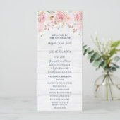 Rustic Pink Floral Spring Wedding Program Programm (Stehend Vorderseite)