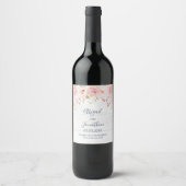 Rustic Pink Floral Spring Wedding Wine Label Weinetikett (Vorderseite)