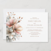 Rustic Pink Floral Wedding Einladung (Vorderseite)
