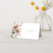 Rustic Pink Floral Wedding Place Card Platzkarte (Rückseite)