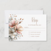 Rustic Pink Floral Wedding RSVP Karte (Vorderseite)