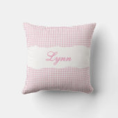 Rustic Pink Gingham Personalized Name Kissen (Rückseite)