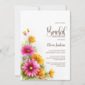 Rustic Pink Orange Floral Bridal Shower Einladung (Vorderseite)