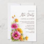 Rustic Pink Orange Floral Wedding After Party Einladung (Vorderseite)