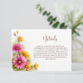 Rustic Pink Orange Floral Wedding Details Begleitkarte (Stehend Vorderseite)