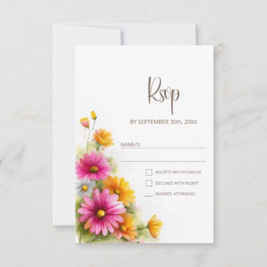 Rustic Pink Orange Floral Wedding RSVP (Vorderseite)