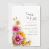 Rustic Pink Orange Floral Wedding Save the Date (Vorderseite)