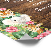 Rustic Pink Safari Animal Gift & Cards Baby Shower Poster (Ecke)