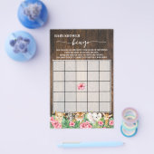Rustic Pink Safari Animals Shower Bingo Game Card Flyer (Einzeln)