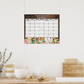 Rustic Pink Safari Baby Guess Due Date Calendar Poster (Küche)