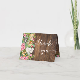Rustic Pink Safari Shower Thank You Folded Card Dankeskarte