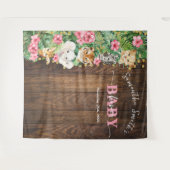 Rustic Pink Wild Safari Animal Welcome Baby Shower Wandteppich (Vorderseite (Horizontal))