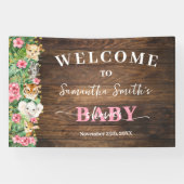 Rustic Pink Wild Safari Welcome Baby Shower Banner (Horizontal)