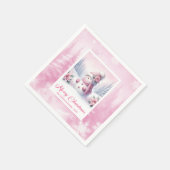Rustic Pinkmas Cozy Winter Scene Kids Party Xmas Serviette (Ecke)