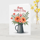 Rustic Pitcher Mothers Day Card Karte (Gelbe Blume)
