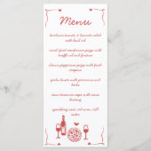 Rustic Pizza & Wine Bridal Shower Flat Menu Menükarte (Vorderseite)