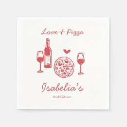 Rustic Pizza & Wine Bridal Shower Serviette