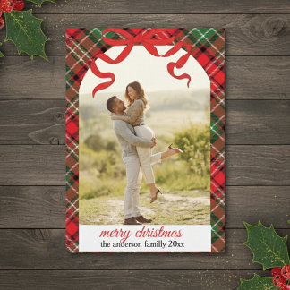 Rustic Plaid Christmas Photo Card Einladung