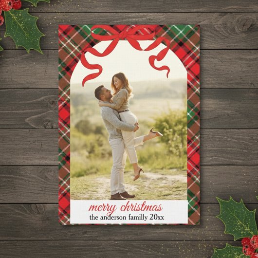Rustic Plaid Christmas Photo Card Einladung
