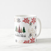 Rustic Plaid Christmas Trees Mug Kaffeetasse (VorderseiteRechts)