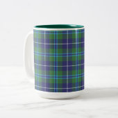 Rustic Plaid Douglas Blue Green Tartan Zweifarbige Tasse (Vorderseite Links)