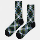 Rustic Plaid Gordon Tartan Green White Pattern Socken (Linkes Detail)