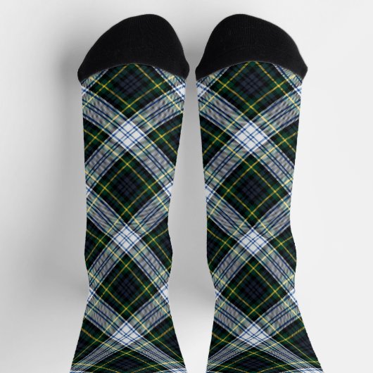 Rustic Plaid Gordon Tartan Green White Pattern Socken (Oben)