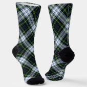 Rustic Plaid Gordon Tartan Green White Pattern Socken (Gewinkelt)