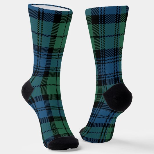 Rustic Plaid Green Blue Antler Campbell Tartan Socken (Gewinkelt)