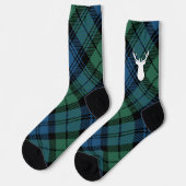 Rustic Plaid Green Deer Antler Campbell Tartan Socken (Linkes Detail)
