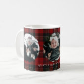Rustic Plaid Modern Baby’s First Christmas Kaffeetasse (Vorderseite Links)
