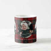 Rustic Plaid Modern Baby’s First Christmas Kaffeetasse (Mittel)