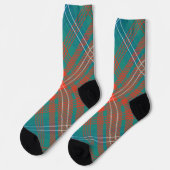 Rustic Plaid Orange Turquoise Wilson Tartan Socken (Linkes Detail)