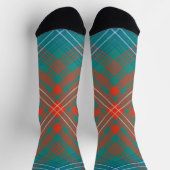 Rustic Plaid Orange Turquoise Wilson Tartan Socken (Oben)