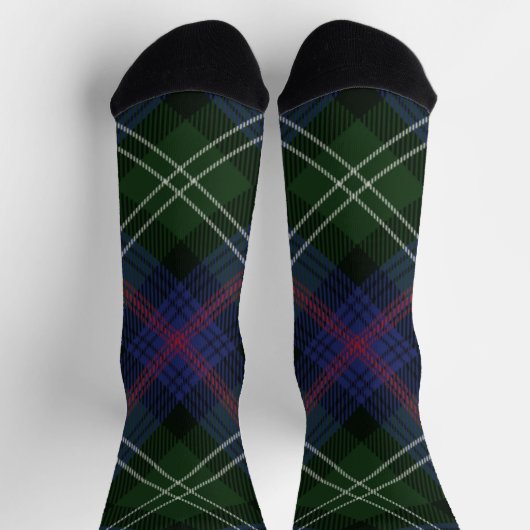 Rustic Plaid Purple Checkered Sutherland Tartan Socken (Oben)