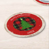 Rustic Plaid Snowflake  Runder Pappuntersetzer (Angewinkelt)