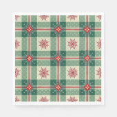Rustic Plaid Snowflakes Green Holiday Pattern Serviette (Vorderseite)