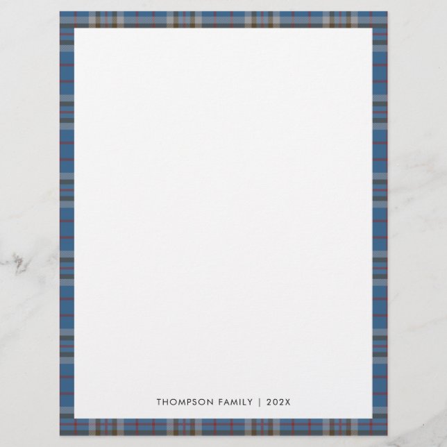 Rustic Plaid Tartan Elegant Briefbogen (Vorderseite)