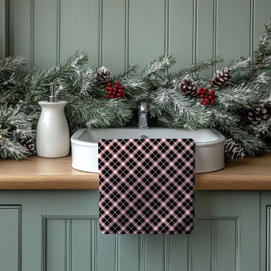 Rustic Plaid Towels Red Black Gift Housewarming Badhandtuch Set