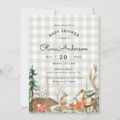 Rustic Plaid Winter Woodland Baby Shower Einladung (Vorderseite)