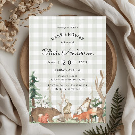 Rustic Plaid Winter Woodland Baby Shower Einladung