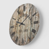 Rustic Planks Wood Custom Family Name Bauernhof Große Wanduhr (Winkel)