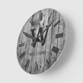 Rustic Planks Wood Custom Family Urbauernhaus Runde Wanduhr (Winkel)