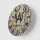 Rustic Planks Wood Custom Family Urbauernhaus Runde Wanduhr (Winkel)